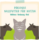 MjAMjAM - Nourriture humide premium pour chat - Bien-être - Digestif - Bœuf, Pack de 12 (12 x 125g), Sans céréales