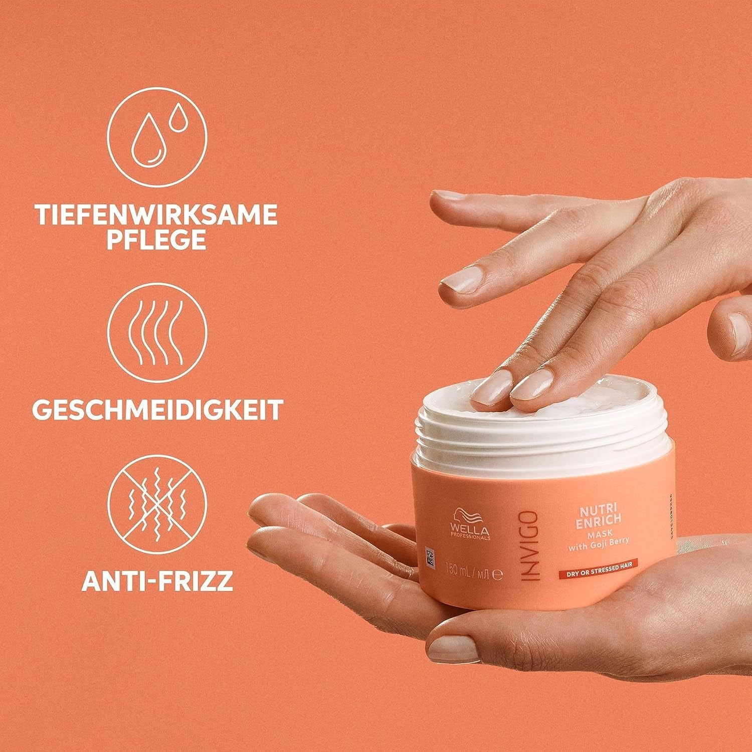 Wella Professionals Invigo Nutri Enrich - soin hydratant pour cheveux abîmés - après-shampoing, masque et après-shampooing à la vitamine E, au panthénol et aux amandes - contre les frisottis et pour des boucles vives Naty Shop Hair Mask