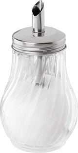 FMprofessional Distributeur de sucre FLEURETTE 280 ml, récipient en verre, récipient pour un dosage facile, récipient pour diverses occasions, récipient de haute qualité (couleur : argent), quantité : 1 pièce