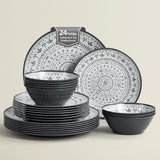Ensemble de couverts de camping en mélamine 24 pièces pour 8 personnes – Ensemble d'assiettes et de couverts en mélamine, parfait pour les camping-cars, les fêtes dans le jardin et les fêtes sur la terrasse