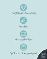 Steingut Geschirrset 12 Personen Rustique 36 tlg. TESTSIEGER, Hochwertiges Landhaussttil Steingut Geschirr Set, Schüssel- und Teller Set, Tafelservice 12 Personen, Geschirrsets Pure Living à Rauchblau