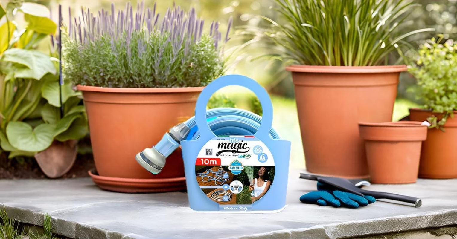 Magic Blue Tuyau d'arrosage extensible résistant aux nœuds et à la torsion de 10 mètres avec sac et buse de pulvérisation
