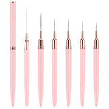 6 pièces Liner Nailart Pinsel Nageldesign Pinsel Set Dünn Acryl Nagelpunkt-Zeichenwerkzeug Nägel Dünne Nagelpinsel Set pour Lange Linien, Dünne Détails, Fines Zichnen 5/7/9/11/15/25 Mm (Rose)