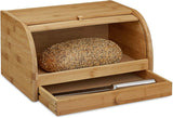 Corbeille à pain roulante Relaxdays avec tiroir, bambou, HxLxP : 21 x 40,5 x 28 cm, planche à découper en bois, naturel & bambou env. 3 x 37 x 21,5 cm Planche à découper avec ramasse-miettes pour un nettoyage facile naturel Boîtes de conservation des aliments Naty Shop