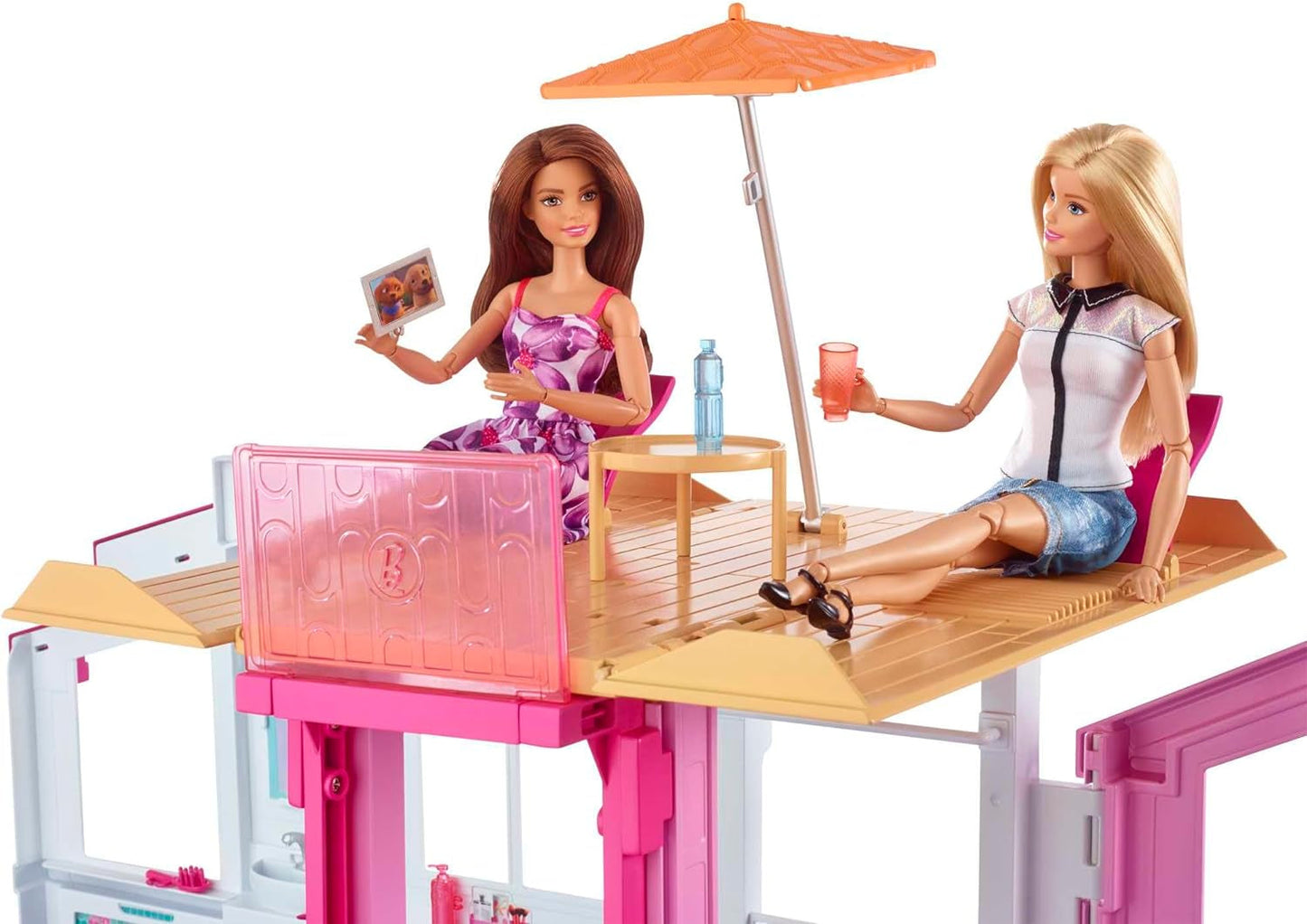Barbie House Dream Villa Maison de ville 3 étages 5 pièces comprenant des accessoires comme des meubles, pliable et rangement, jouets à partir de 3 ans, DLY32 Naty Shop Maisons de poupées
