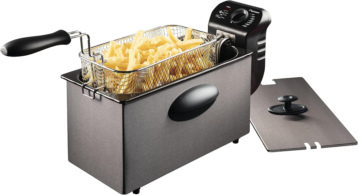 Friteuse à huile Bestron avec technologie zone froide, 3,5 litres, 2000 watts Électroménagers Naty Shop Anthracite Single