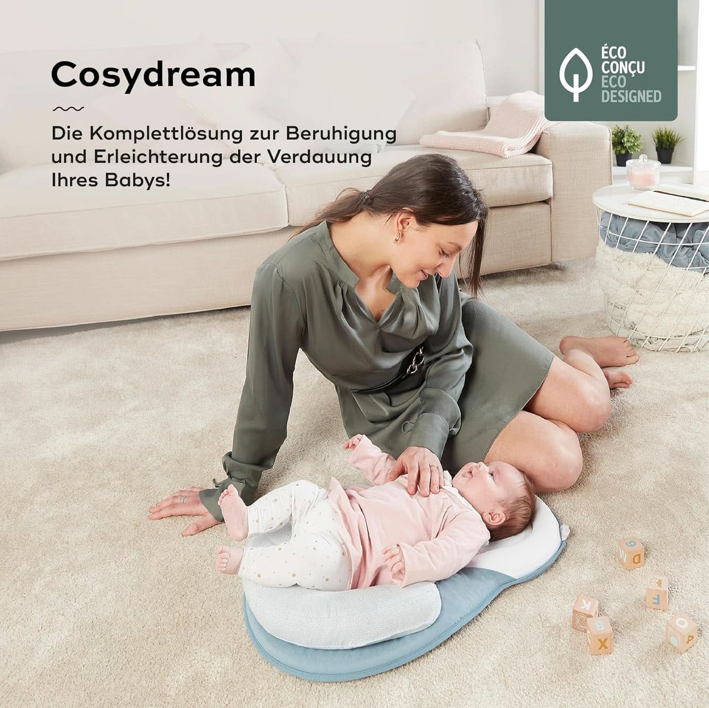 Babymoov Cosydream Coussin de positionnement Mosaic pour bébé pour soulager les coliques et prévenir la plagiocéphalie, 0-3 mois Accessoires Alimentation et Allaitement Bebe Naty Shop