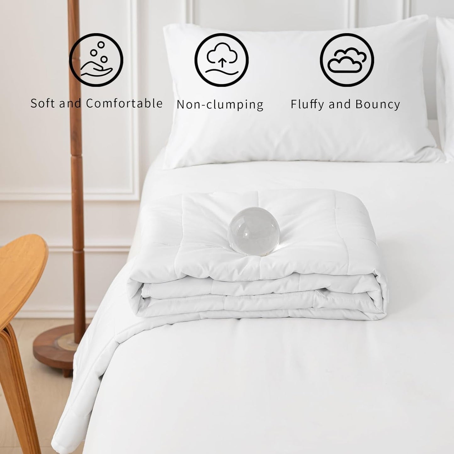 Couette d'été 155X220 Couette d'été légère Couettes 90 GSM Couette 155X220Cm Couette fine Utilisable sans housse Couette rafraîchissante Soft Cosy Blanc Couettes et couettes Naty Shop