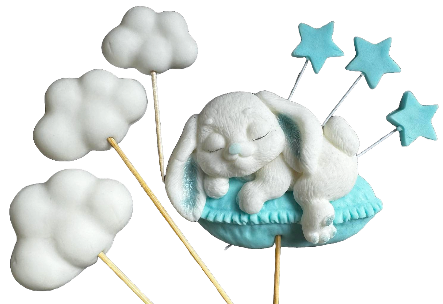 Lot de 7 décorations comestibles en sucre, Décorations Lapin en Pâte à Sucre Naty Shop