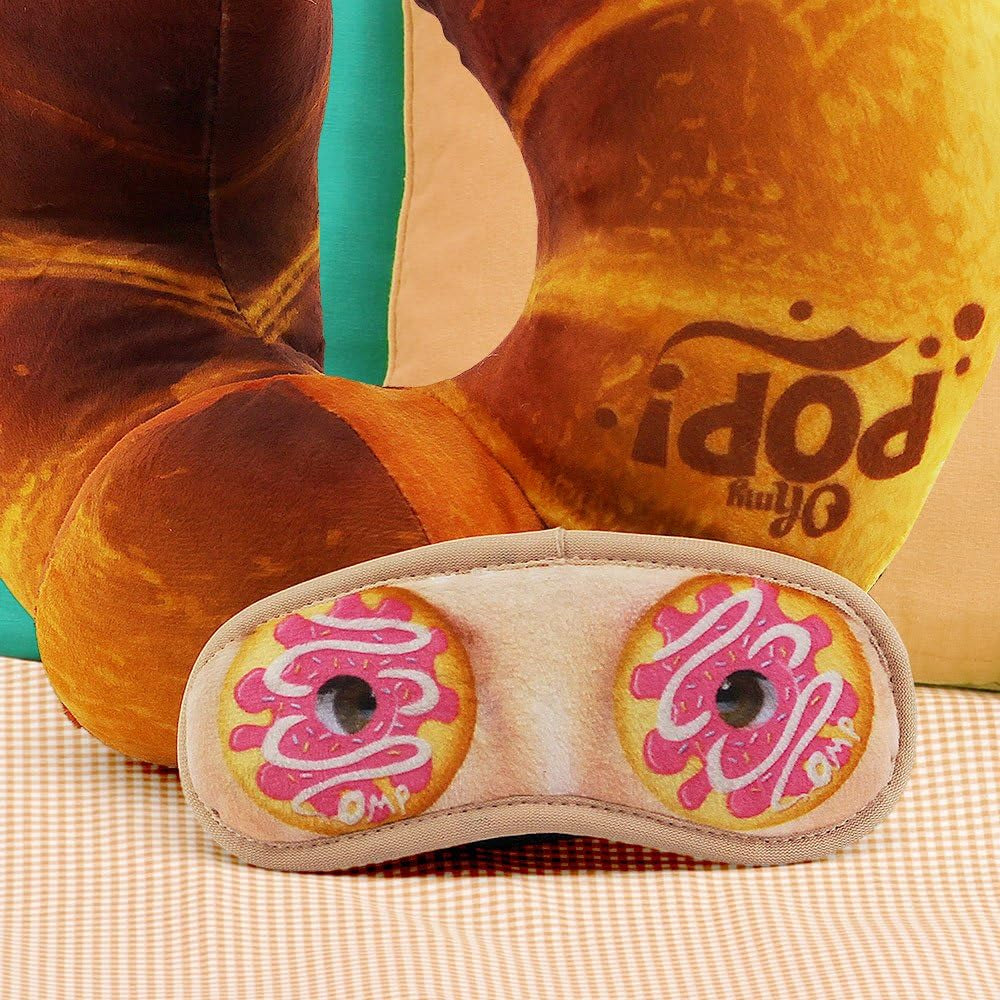 Oreiller Cervical Croissant et Masque de Sommeil, Orange Naty Shop Oreillers de Voyage