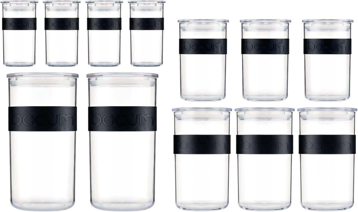 Bocaux de conservation BODUM PRESSO, plastique, noir, 4 x 0,25 l, 3 x 0,6 l, 3 x 1 l, 2 x 2 l Boîtes de conservation alimentaire Naty Shop