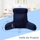 Oreiller de lecture ergonomique INFANZIA avec accoudoirs, support dorsal, bleu marine
