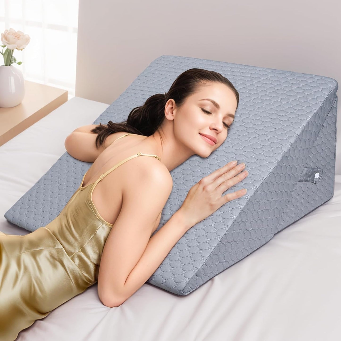 Oreiller compensé réglable pour enfants, oreiller de lecture en mousse haute densité pour lit et canapé, oreiller de tête ergonomique pour l'apnée du reflux du sommeil, oreiller de jambe/oreiller de dos pour jouer et lire (vert)