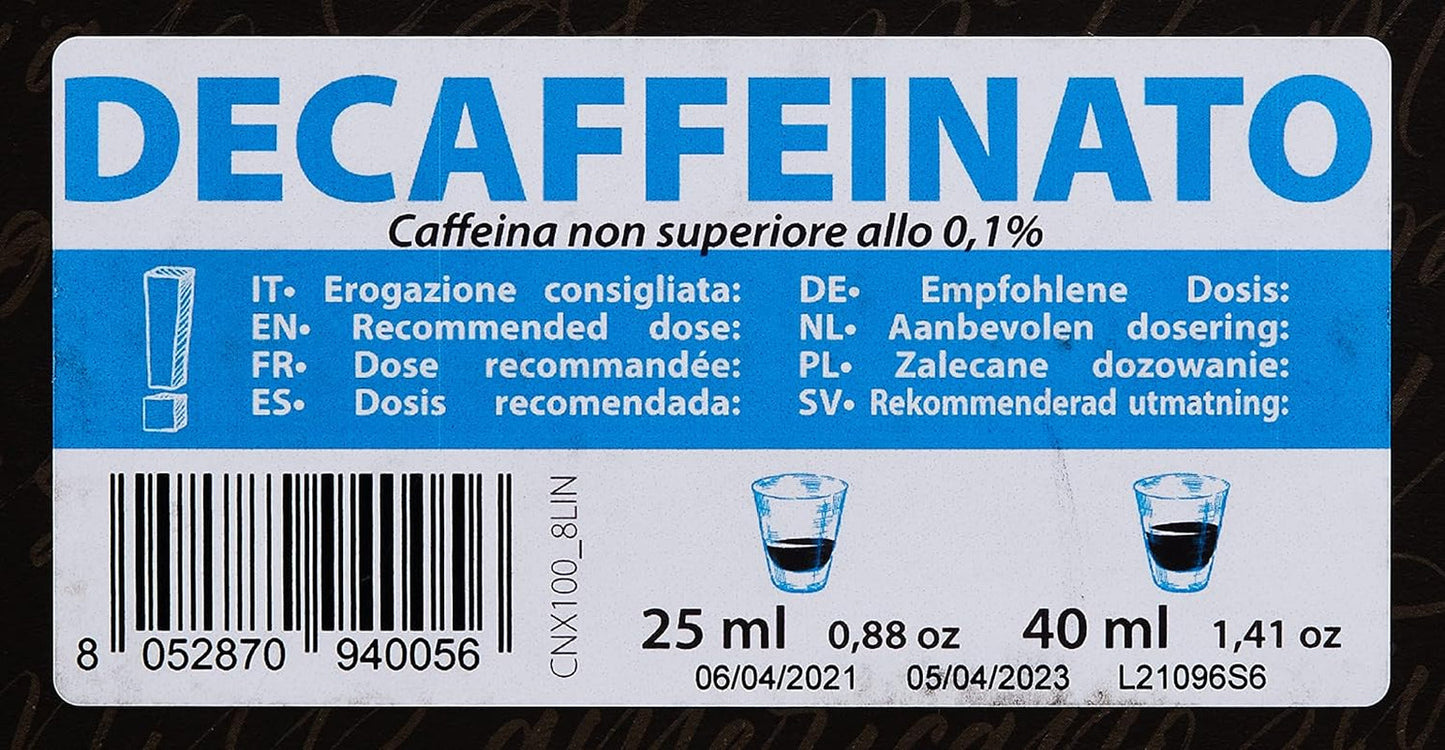 Capsules de café Decaffeinato compatibles Nespresso 5,6g x 100 capsules