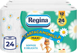 Regina Cartacamomilla - 8 rouleaux de papier toilette, 300 feuilles moelleuses, 3 épaisseurs, doux et ferme, emballage en papier recyclable
