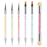Sularpek 6 pcs Nagel Pinsel, Nail Art Pinsel, Pinsel Nageldesign, Nagel Pinsel Set, Nail Art Dotting Tools avec 1 pinceau éponge applicateur, Nageldesign Zubehör pour DIY Nail Art Design