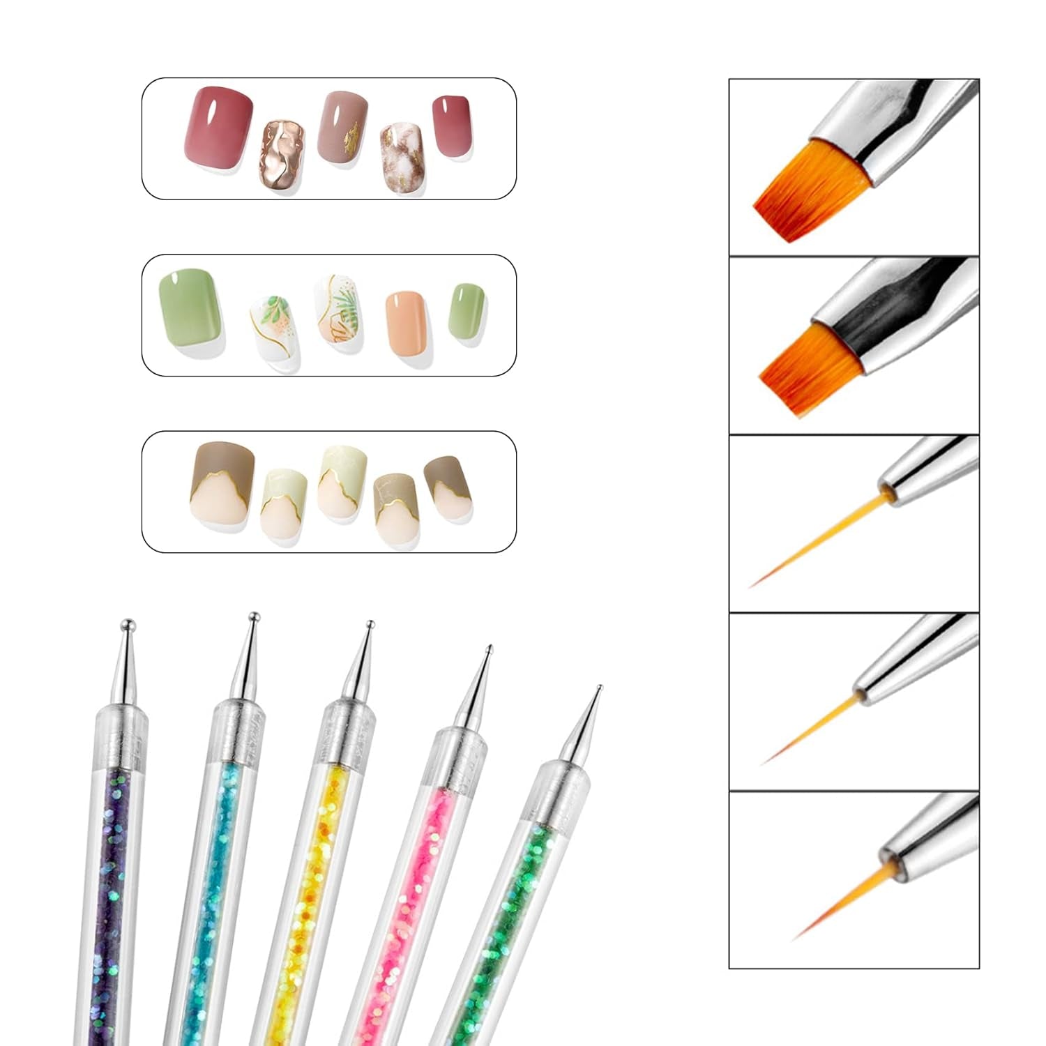 Nagel Art Fineliner Pinsel[5 Stück],Nagel Art Liner Pinsel,Professionel Detail Pinselset,Nagellack Pinsel,Pour Nail Art Design Painting Salon,Nageldesign Nagel Fußpflege