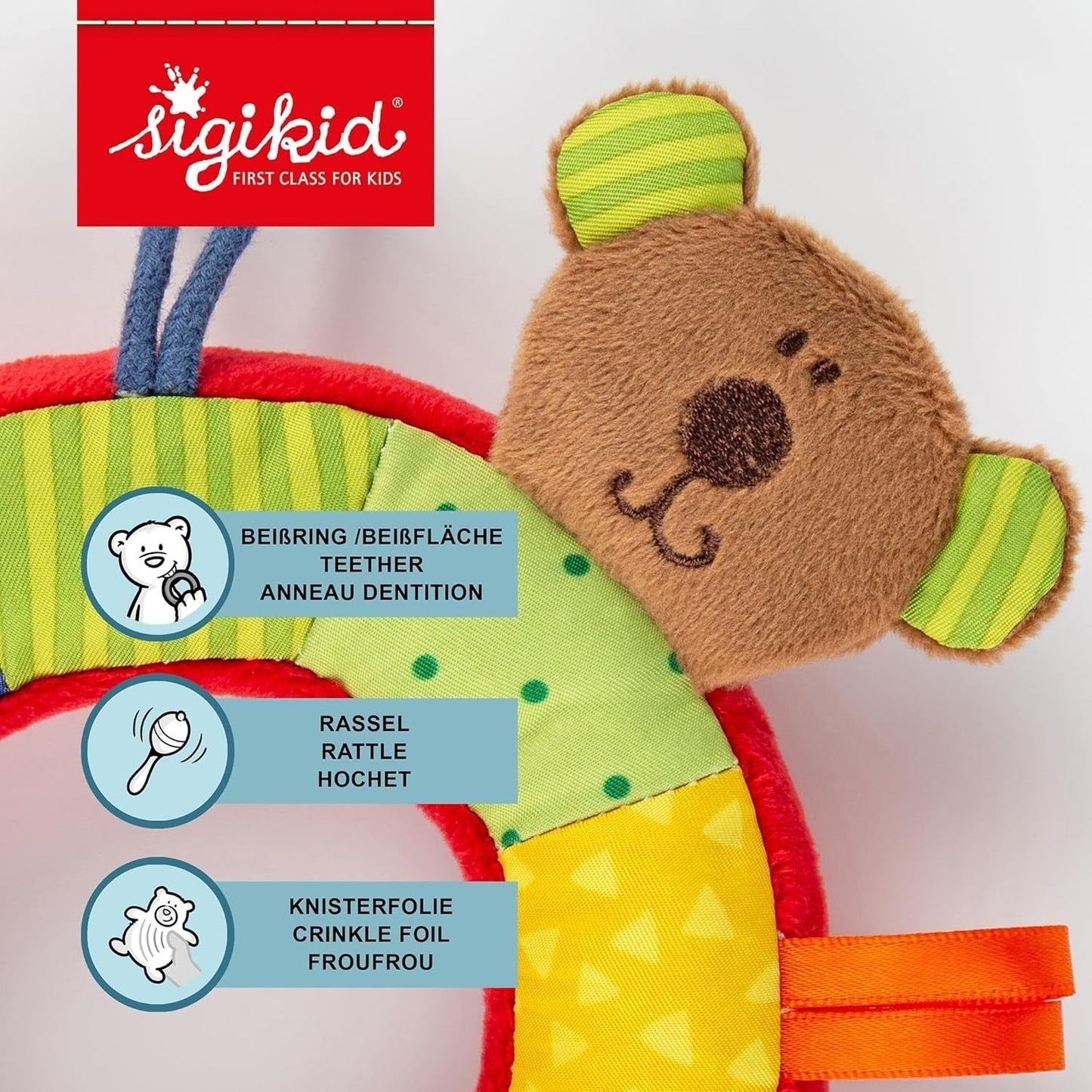 SIGIKID 40490 Anneau actif Baby Activity PlayQ Jouet filles et garçons recommandé pour les enfants à partir de 3 mois multicolore Jouets pour bébés Naty Shop