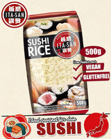 ITA-SAN Riz à sushi, grains ronds, qualité supérieure, variété 100 % pure, préparation rapide et facile, végétalien, halal, sans gluten (1 x 500 g)