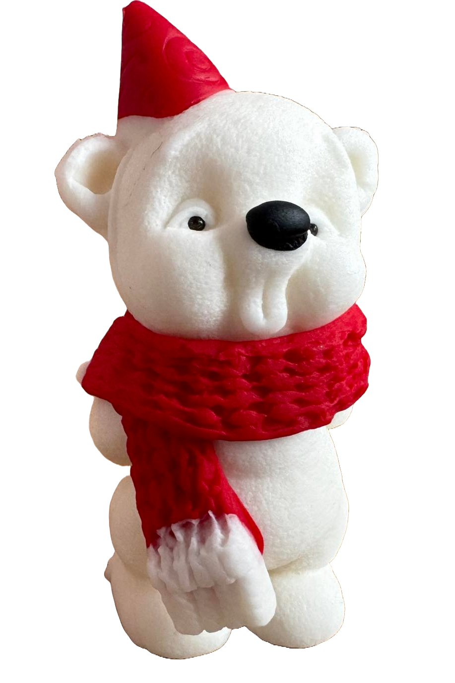 Décoration comestible en pâte à sucre, Ours en peluche avec bonnet et écharpe rouge Décorations en pâte à sucre Naty Shop