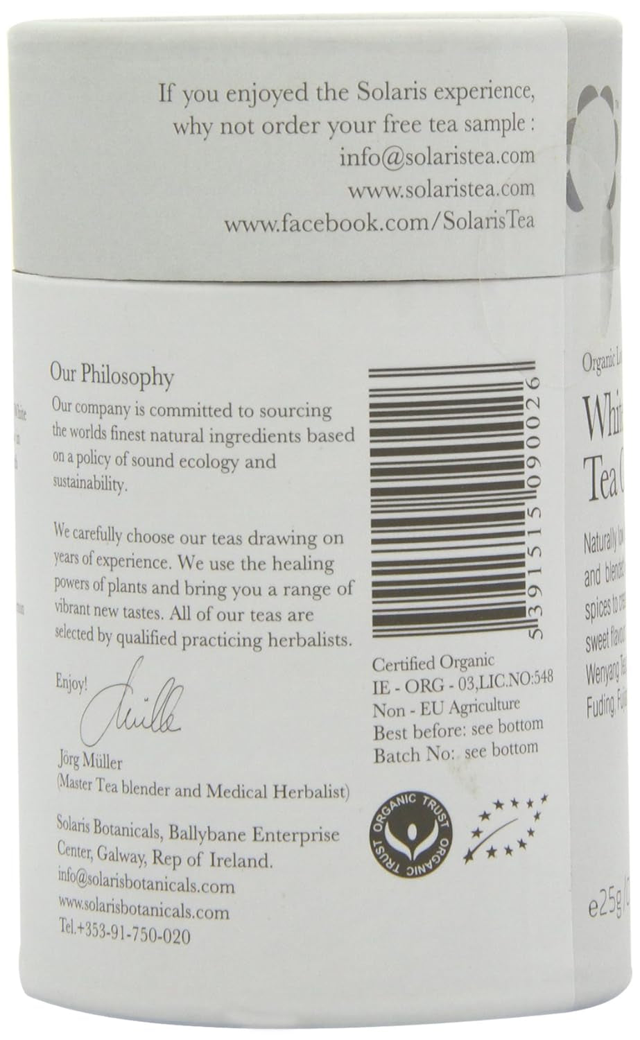 Solaris Thé bio Thé blanc Chai 25 g