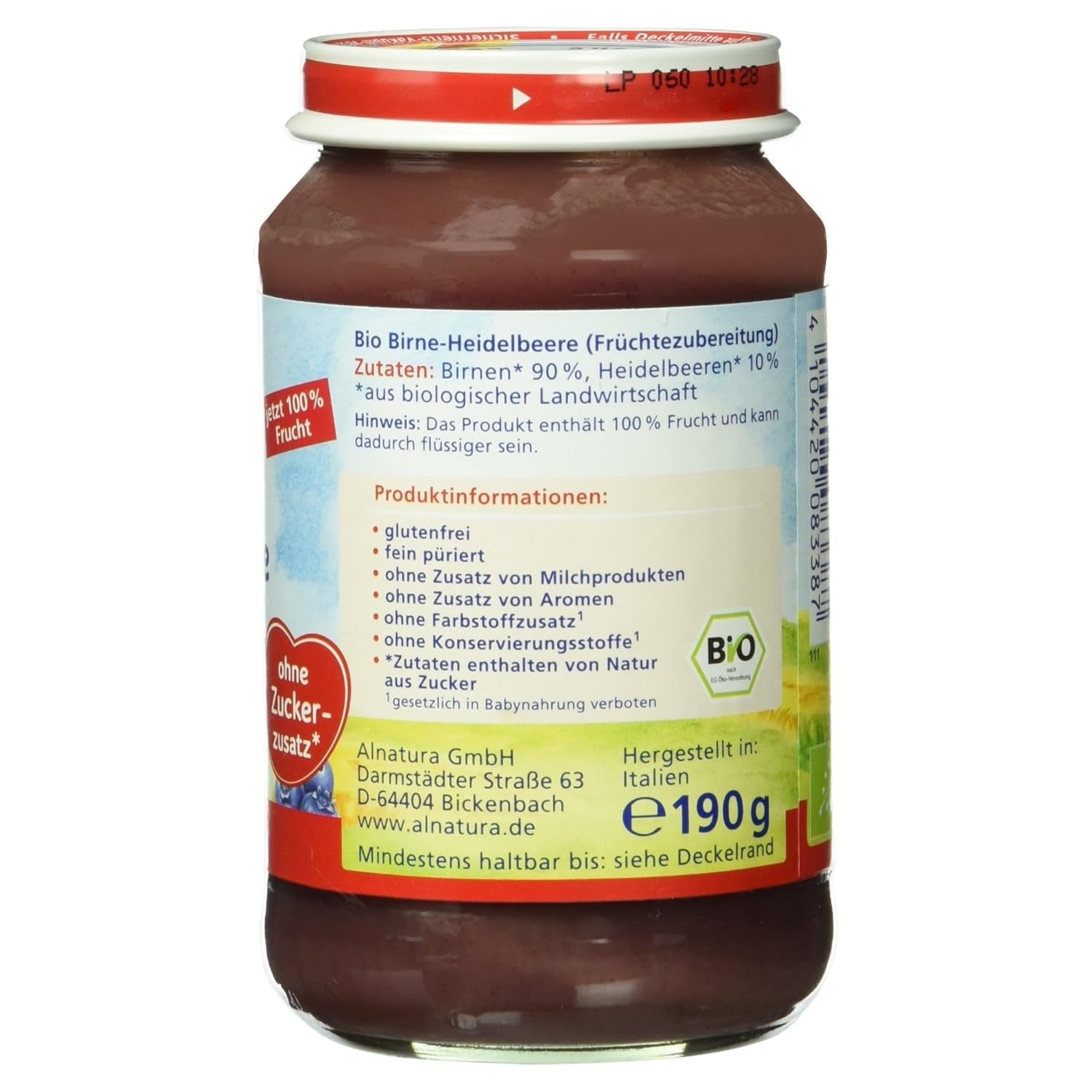 Poire bio aux myrtilles, dès 4 mois, 190g