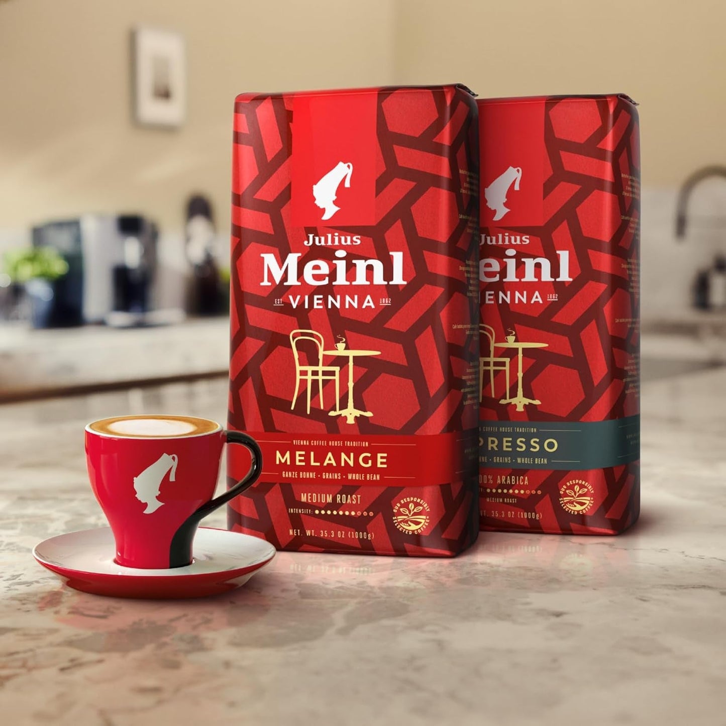 Mélange de Vienne - 500g de grains entiers | Mélange de café viennois classique | Café aromatique obtenu à partir de grains 100 % Arabica Idéal pour les machines à café entièrement automatiques et les machines à expresso