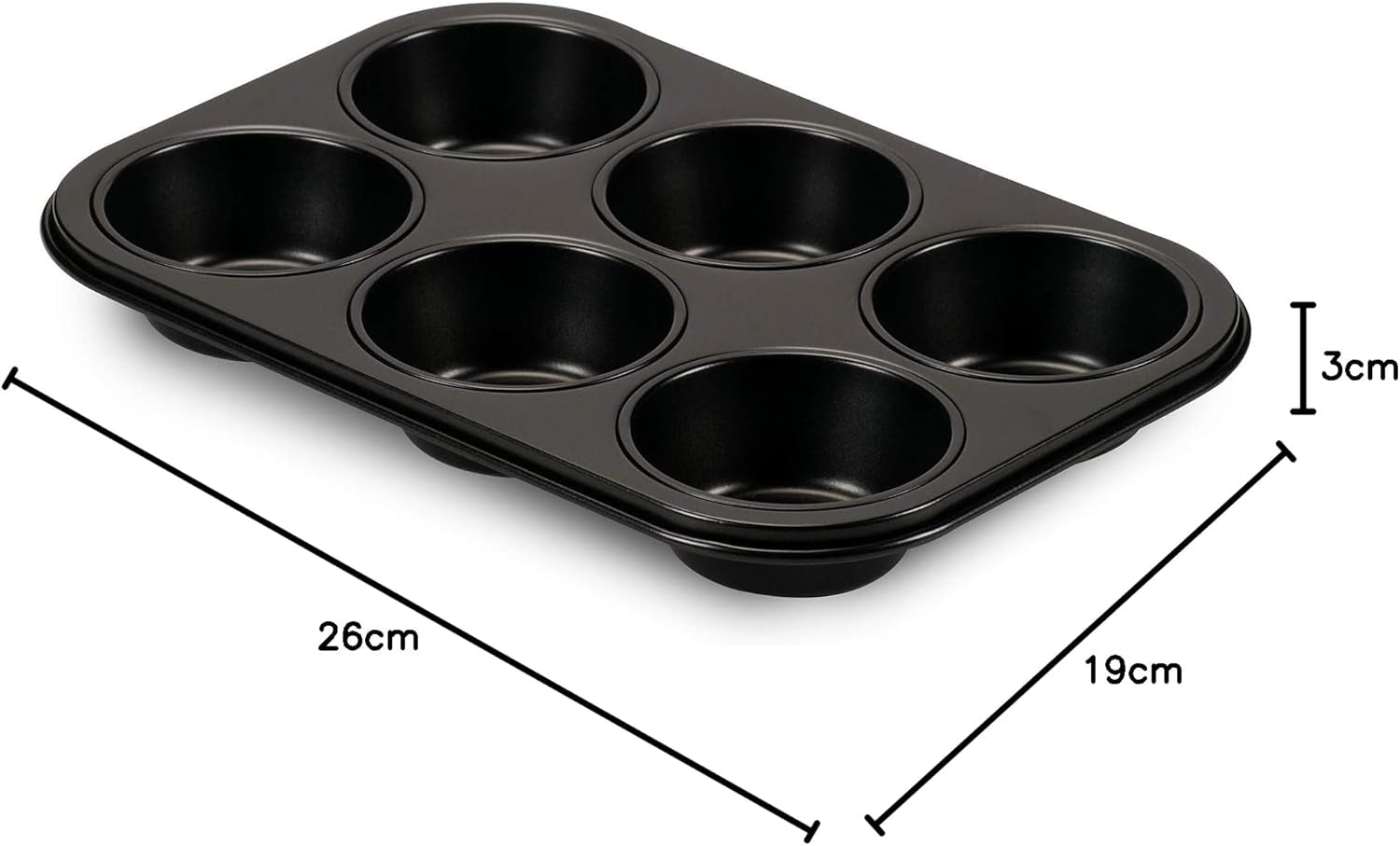 , Forme 6 muffins 18,5x27cm, noir Moules et plaques à pâtisserie Naty Shop