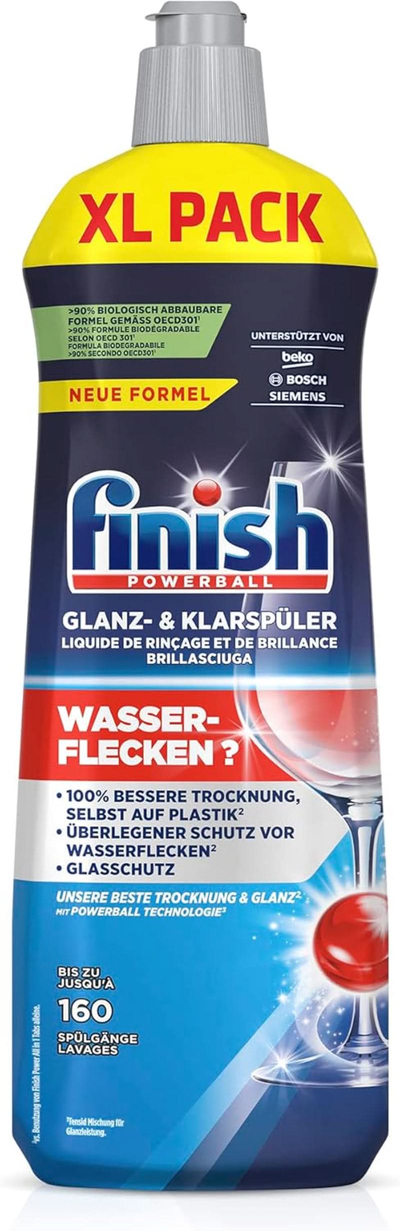 Finish Shine & Rinse Aid - Pour une vaisselle brillante et sèche sans taches d'eau - Megapack 800 ml (pack de 3) Naty Shop