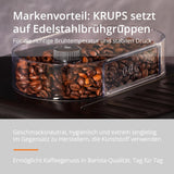 Machine à expresso automatique KRUPS Arabica Picto, design compact, facile à utiliser, commande rotative intuitive réglable, mousseur à lait, fonction 2 tasses, machine à expresso, noir, EA810870