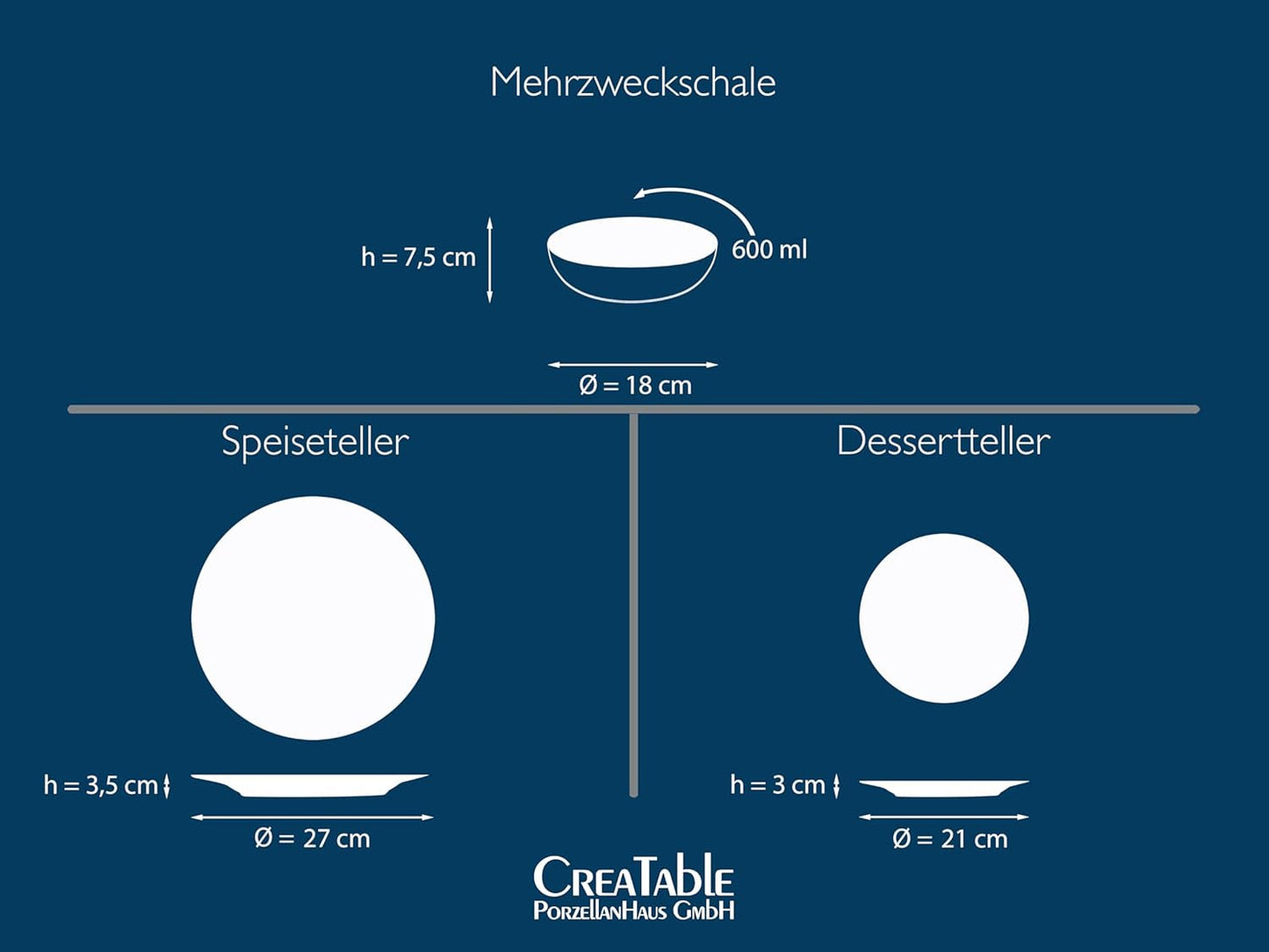 CreaTable, 24464, Série Malmö Beige, Service de table 18 pièces pour 6 personnes, Service d'assiettes en grès, Passe au lave-vaisselle et au micro-ondes, Fabrication de qualité