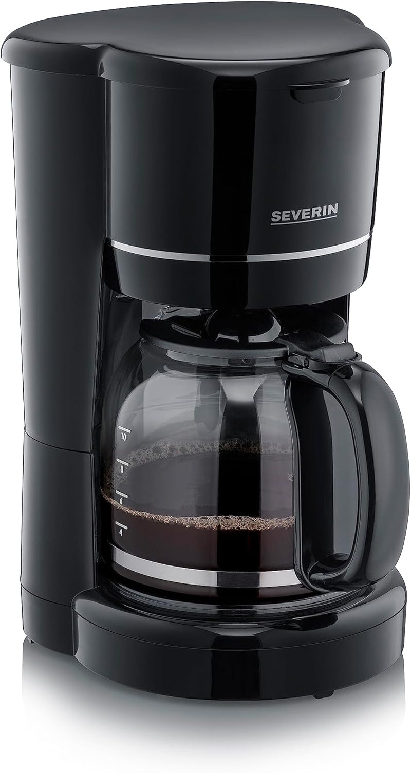 SEVERIN Machine à expresso compacte, café aromatique avec machine à café jusqu'à 4 tasses, machine à expresso avec filtre et filtre oscillant permanent, acier inoxydable/noir, KA 4808