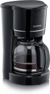 SEVERIN Machine à expresso compacte, café aromatique avec machine à café jusqu'à 4 tasses, machine à expresso avec filtre et filtre oscillant permanent, acier inoxydable/noir, KA 4808