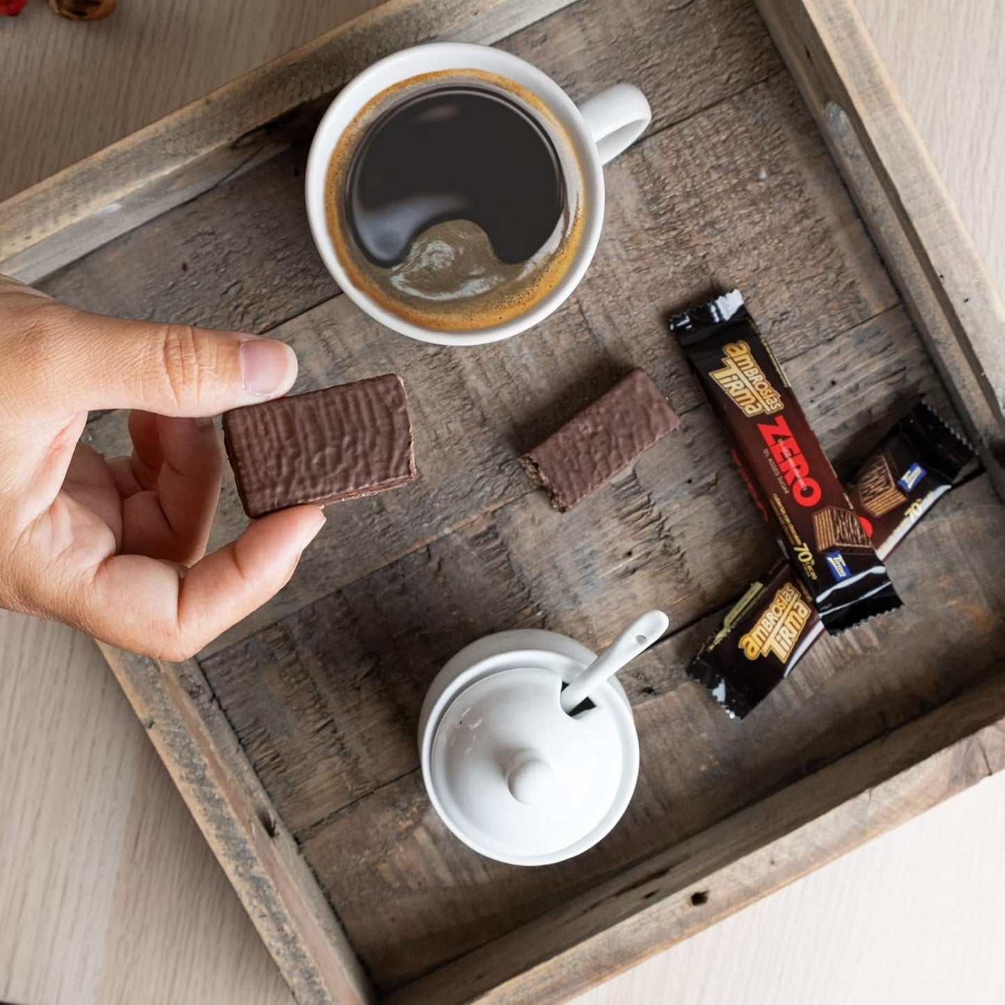 Gaufres au chocolat noir Tirma 70% cacao | Sans sucre ajouté | Convient aux régimes céto | Faible teneur en glucides | Pour les diabétiques Gaufrettes au chocolat Multi Pack | 3 pièces | 64,5g