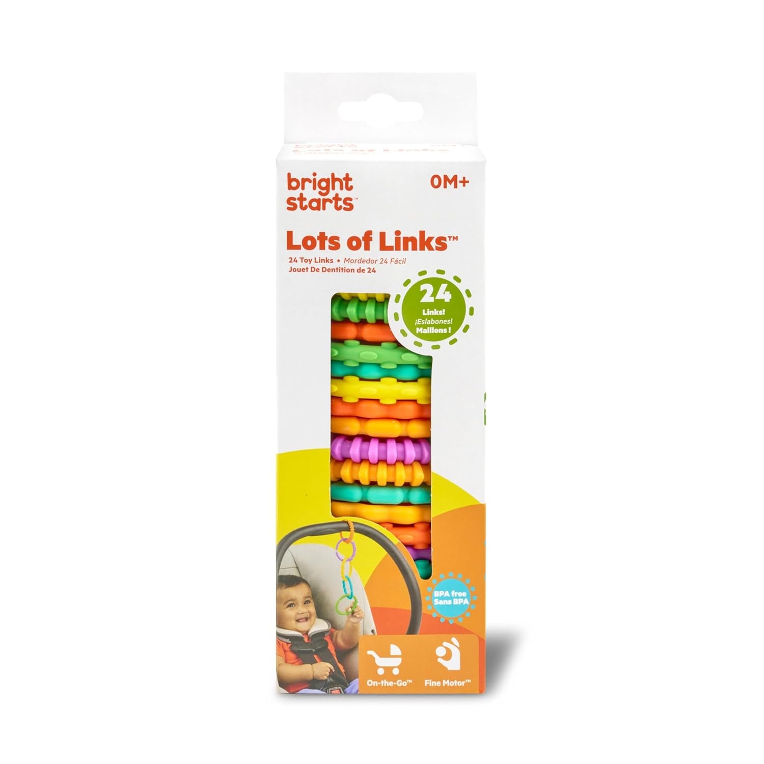 Bright Starts, Oball, maillons de connexion pour chaîne de poussette, nombreux maillons, pliable, facile à attacher, facile à nettoyer, parfait pour les voyages Bebe Toys Naty Shop