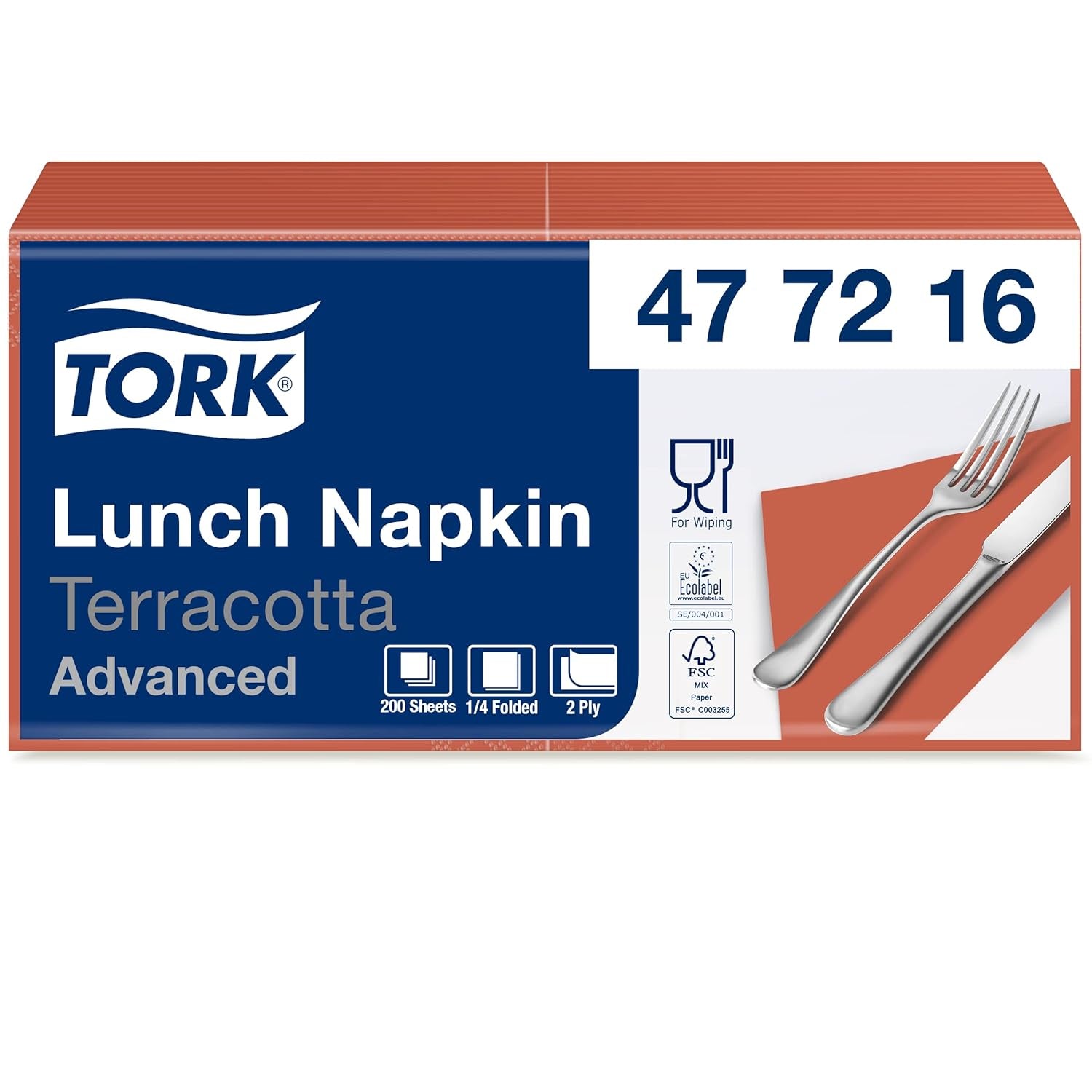 Tork 477840 Serviettes à déjeuner citron vert / Serviettes 2 épaisseurs pour petits repas ou collations / Qualité avancée / 10 X 200 (2000) Serviettes en papier / 32,6 X 33 cm (L X L) / 1/4 plié