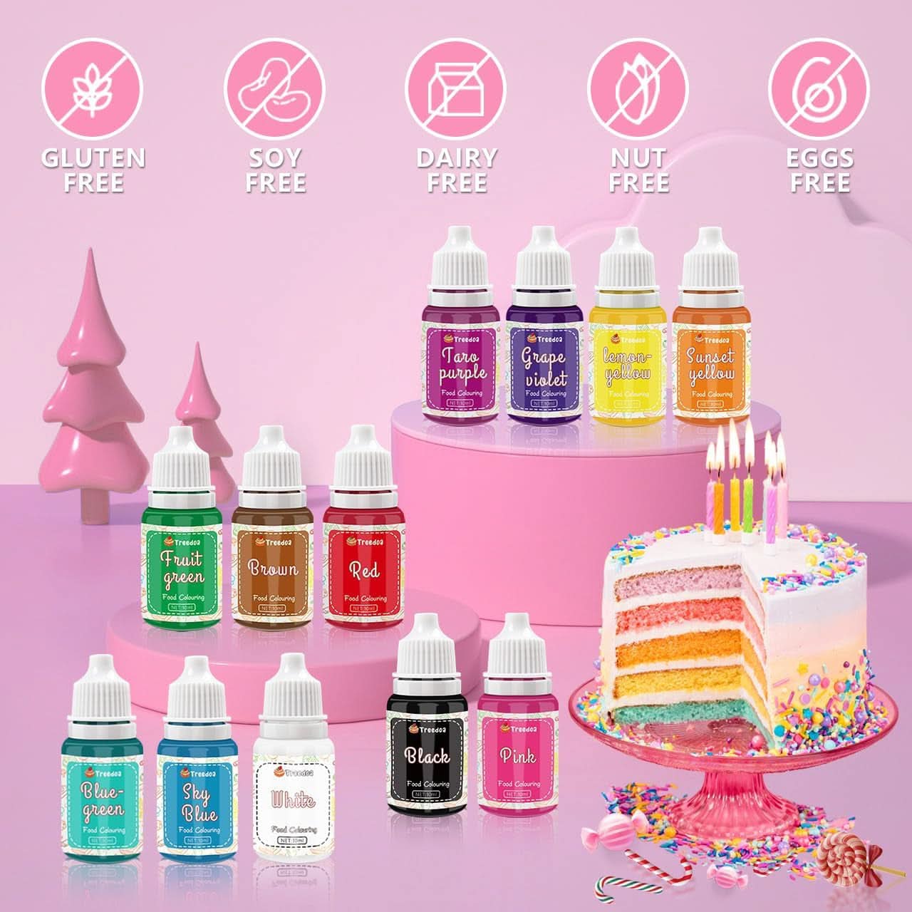 Lot de 12 colorants alimentaires liquides 10 ml Naty Shop