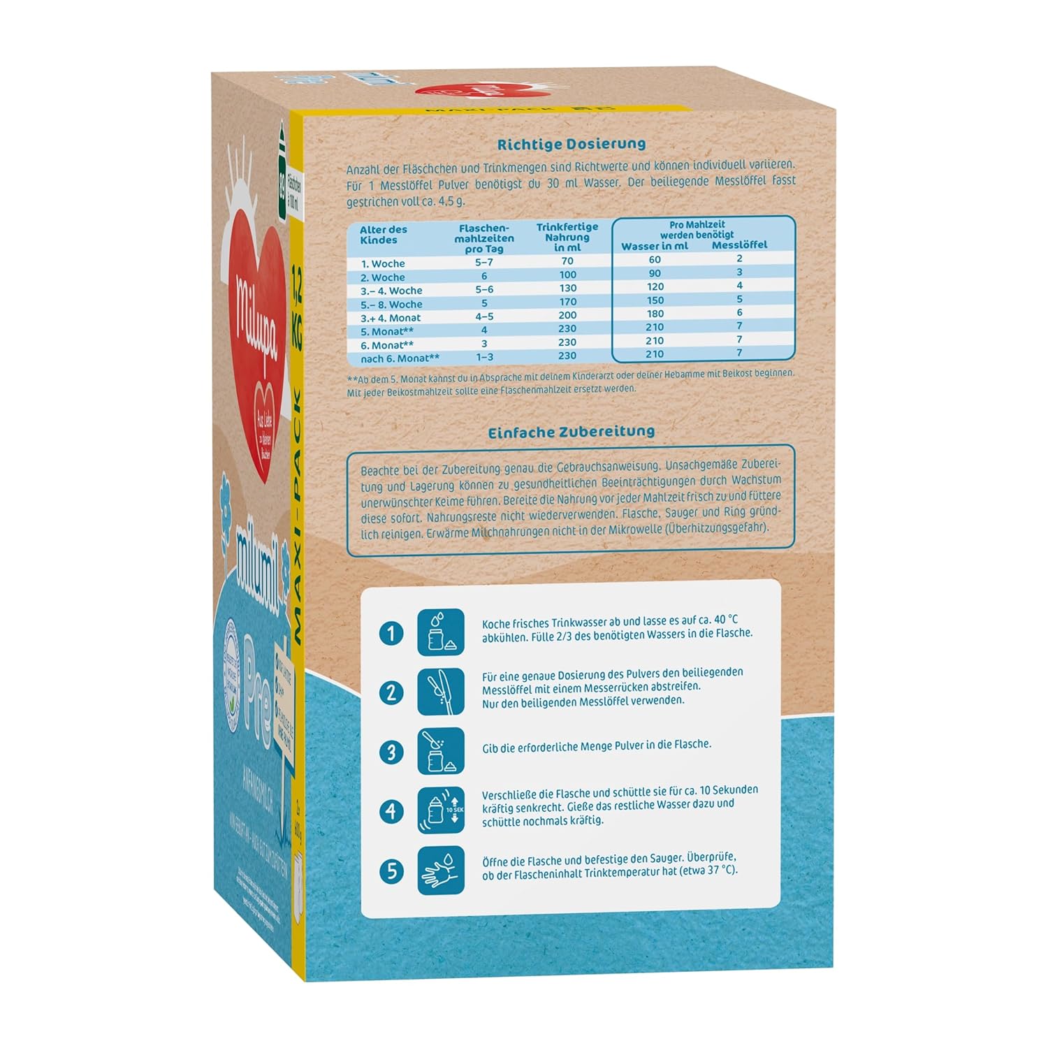 Milupa Milumil Pre, Lait en poudre pour bébés - Avec nutriments importants et sans huile de palme - 800 g Naty Shop