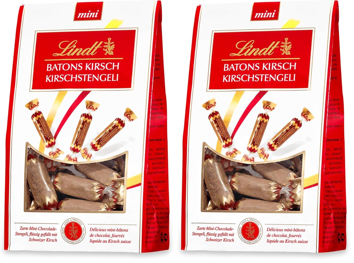 Lindt Baton Cherry Mini - Betisoare De Ciocolata Cu Lichior De Cirese Elvetian Cadou Delicios Cu Alcool