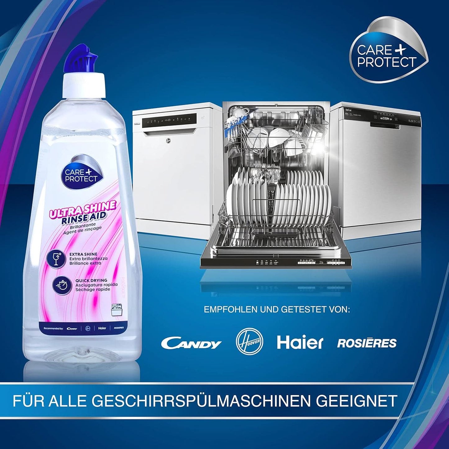 CARE + PROTECT - Produit de rinçage universel Extra Shine pour lave-vaisselle / Pour tous les lave-vaisselle / Séchage rapide / 500 ml Détergents de cuisine Naty Shop