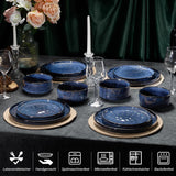 Homikit Service de table 12 pièces pour 4 personnes, service de table combiné avec assiettes, assiettes à dessert et bols à céréales, passe au micro-ondes et au lave-vaisselle, bleu élégant