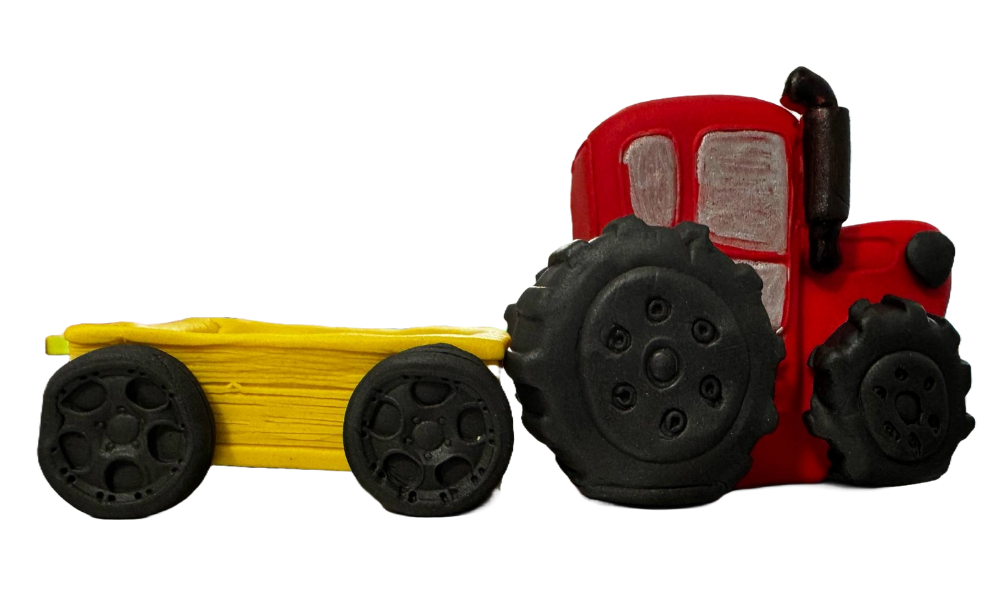 Lot de 2 décorations comestibles en pâte à sucre, Tracteur avec remorque Décorations en Pâte à Sucre Nati Shop