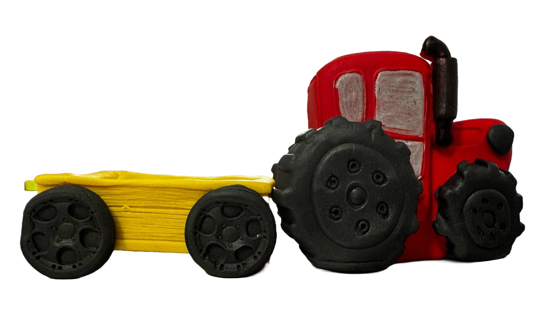 Lot de 2 décorations comestibles en pâte à sucre, Tracteur avec remorque Décorations en Pâte à Sucre Nati Shop