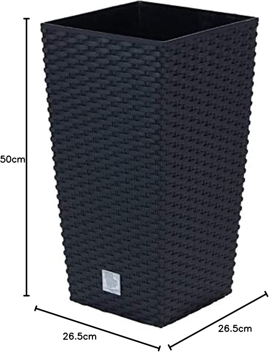 Pots/pots Prosperplast aspect rotin avec insert | 26,5 x 26,5 x 50 cm | anthracite | résistant aux intempéries et aux UV | en plastique robuste | pour intérieur et extérieur