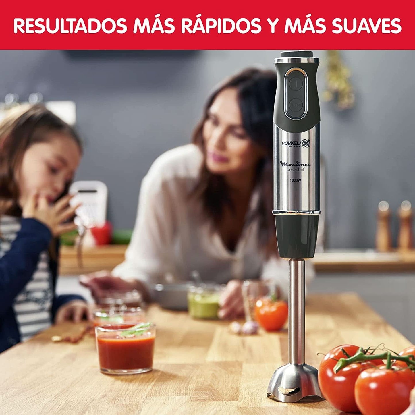 DD6558 DD655810 Quickchef Mélangeur 3-en-1, technologie Powelix, 3 Zubehörteile, Edelstahl, Stahl/Schwarz Kitchen Naty Shop
