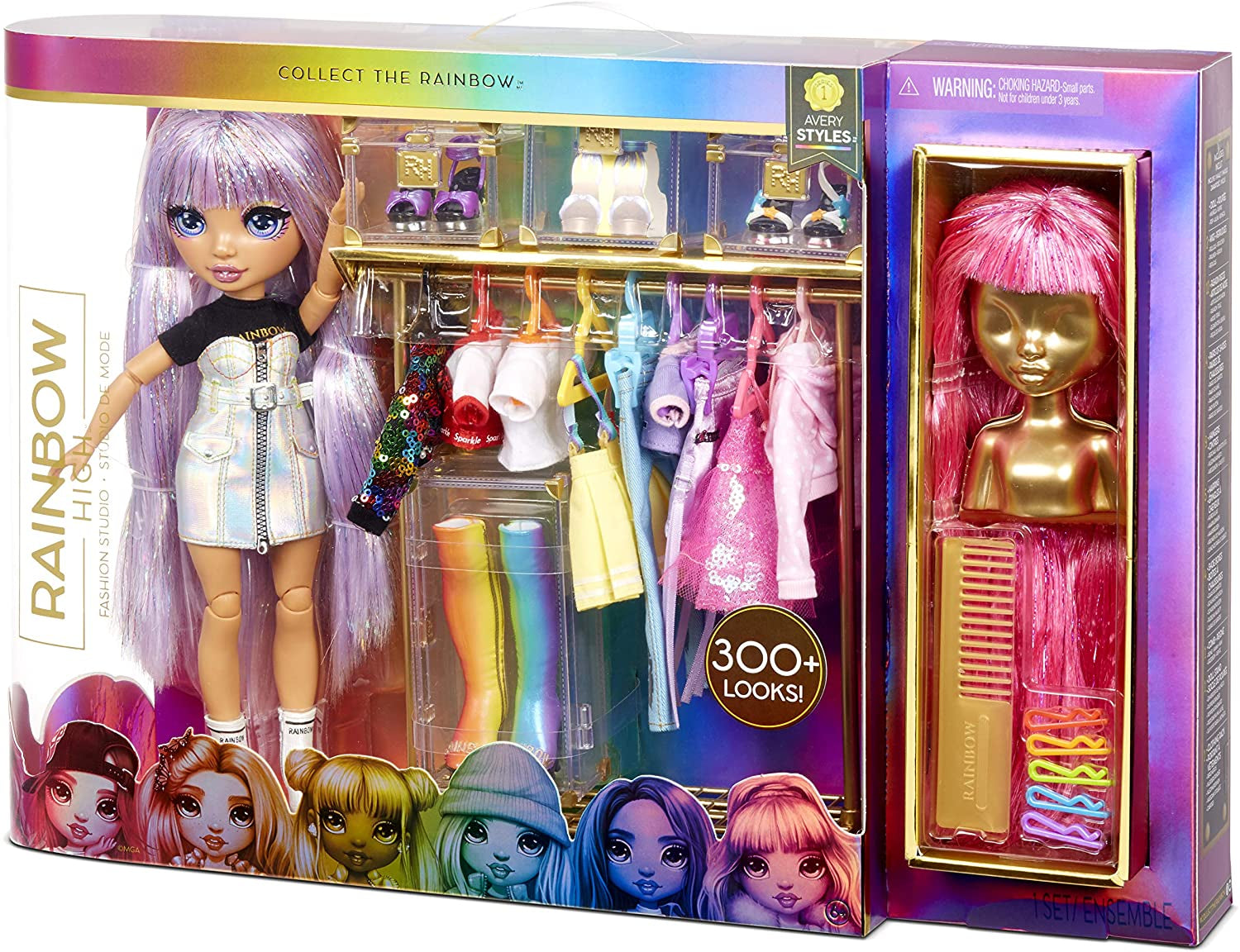 Rainbow High 571049 Fashion Studio - Poupée exclusive avec vêtements, accessoires et 2 perruques brillantes - Créez plus de 300 tenues !