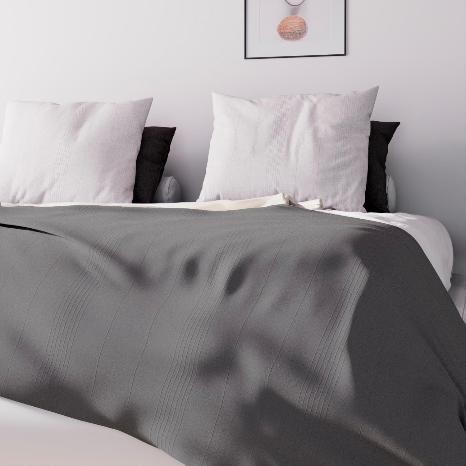 Soleil D'Ocre Adele, Housse Zigzag, Jeté du canapé, Polycoton, Gris, 220 X 240 Cm Couettes et couettes Naty Shop
