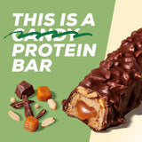 MaxiNutrition Barre protéinée végétalienne crémeuse au chocolat, cacahuètes et caramel 12x45g - barre protéinée végétalienne, 18% de protéines, 8,3 g par barre, faible teneur en sucre (0,9 g), sans sucre ajouté, sans arômes artificiels