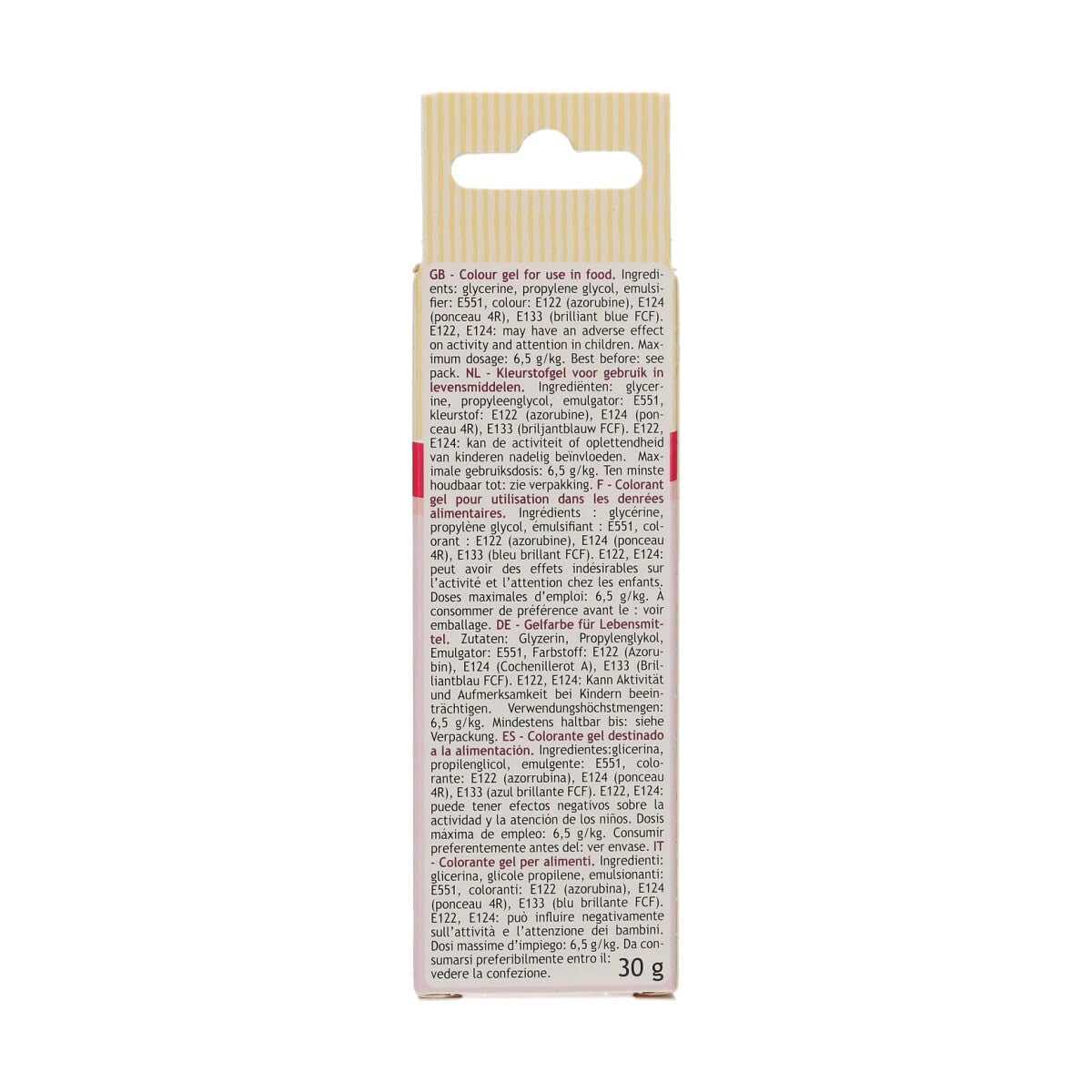 Funcakes Food Color Gel Claret : Colorant alimentaire hautement concentré pour pâte, crème, fondant et pâte d'amande. Dosage facile. Une seule goutte pour créer des couleurs vibrantes. Halal. 30g.