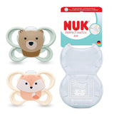 Sucettes NUK Perfect Match Air pour bébés | 0-6 mois | Orthodontic pacifiers that promote air circulation and prevent drooling | 95 % d'acceptation par les bébés** | Renard/ours en peluche | Paquet de 2